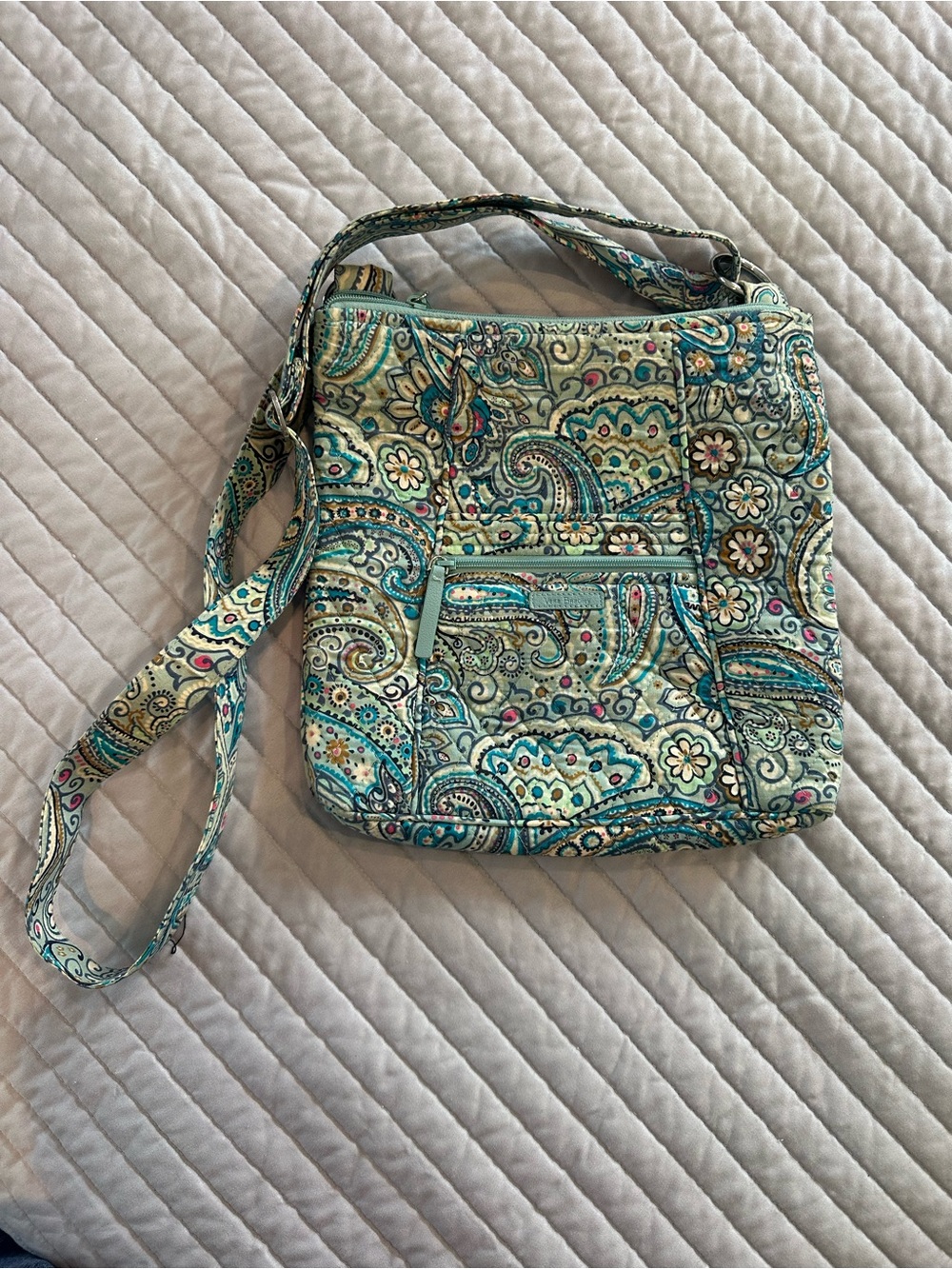 Vera Bradley Teal Paisley Quilted Crossbody Bag